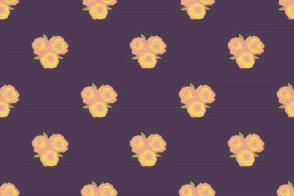 Nahtloses Muster Aquarell Blumen Illustration Violetten Grauen Und Gelben Farben — Stockfoto