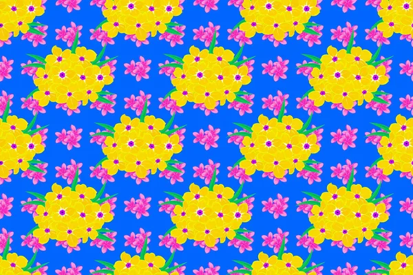 Bright Painting Inspired Primrose Flower Print Raster Seamless Background Beautiful — Stock Photo, Image