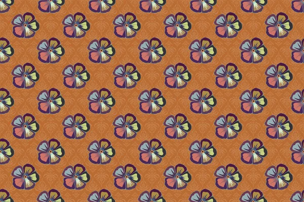 Illustration Matricielle Abstrait Imprimé Floral Mignon Dans Les Couleurs Orange — Photo