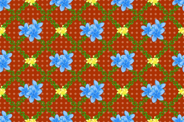 Patrón Inconsútil Flores Plumeria Abstrat Colores Naranja Azul Verde Estilo — Foto de Stock