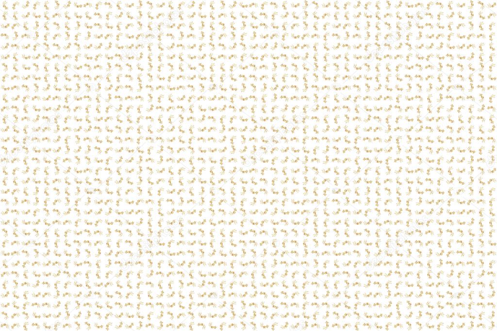 Seamless pattern in Eastern style with floral golden elements. Raster sketch for cards, thank you message, printing. Vintage seamless border and grid for design template on a white background.