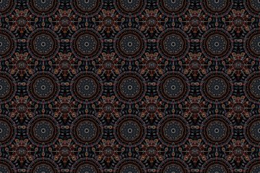 Kahverengi, kırmızı, mavi ve siyah basit, pürüzsüz Noel deseni. Noktalı çeşitli Xmas kar taneleri. Tekstil, duvar kâğıdı, kumaş, ambalaj kağıdı için tasarım. Mutlu yıllar kış arkaplanı.