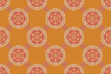 Raster illüstrasyonu. Damask arkaplan deseni menekşe ve kırmızı renklerde.