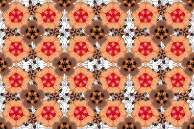 Doğu tarzında gri, turuncu ve pembe şebeke. Raster tasarım için kusursuz elementler. Doğu karışık İslami kart geçmişi.