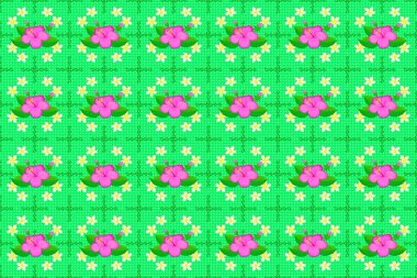 Yeşil arka planda geleneksel Hint çiçeksiz desen.