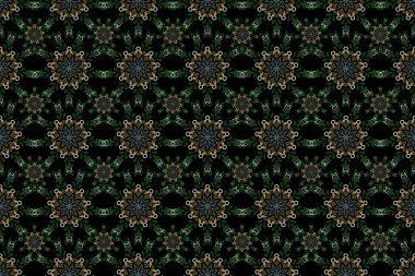 Yeşil ve sarı doku. Kusursuz raster arka plan. Grafiksel modern model. Arap tarzında soyut desen.