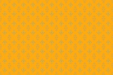 Kumaş baskısı, hatıra defteri, hediye paketi için. Raster sarı arka planda altın desenli kusursuz vintage desen.