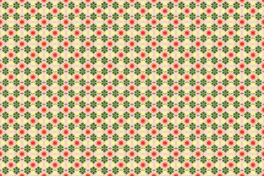 Klasik duvar kağıdı dikişsiz, yeşil, pembe ve bej renkli çiçek desenli arka plan. Raster illüstrasyonu. Bir sürü sevimli çiçek..