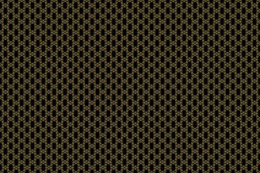 Raster altın pürüzsüz desen. Siyah arka planda klasik altın süslemeleri olan kusursuz çiçek kenarı..