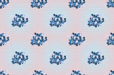 Mavi ve gri renklerde kusursuz çiçek deseni. Raster unutma beni çiçekleri pürüzsüz desen.