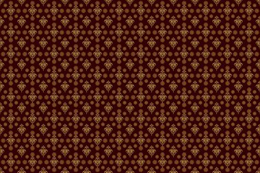 Tatil sembolü. Yıldızlar kusursuz desenli altın ve kahverengi retro arka plan. Duvar kağıdı, Noel süsü, konfeti, tekstil, ambalaj için soyut, parlak altın tasarım.