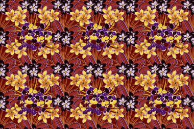 Kusursuz desenli çiçek deseni çizimi.