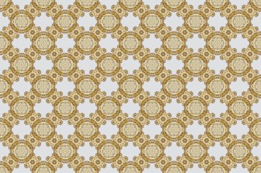 Dijital kağıt, tekstil baskısı, sayfa dolumu için kullanılabilir. Geleneksel Noel renklerinde pürüzsüz bir desen. Altın geometrik süslemeli soyut gri arkaplan.