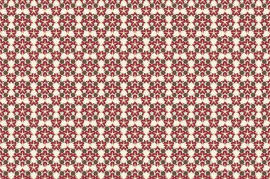 Kırmızı, gri ve bej renklerde pürüzsüz raster deseni. Çiçek arka planı.