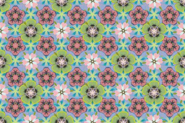 Geleneksel klasik süs. Arabesk ve pembe, mavi ve yeşil elementlerle doğulu kusursuz desen..