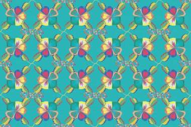 Kartvizit, arkaplan, tekstil gibi işlerde kullanılabilir. Etnik havlu, kına tarzı. Pembe, yeşil ve mavi renklerde kusursuz bir süs eşyası. Raster Kızılderili çiçek desenli kozmos çiçekleri.