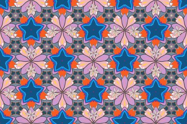 Şık çiçekli, pürüzsüz bir desen. Gri, mavi ve pembe renklerde desensiz çiçek deseni.