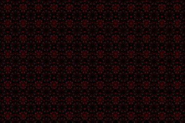 Raster Red Damaske dantel çiçek süsü. Düğün törenleri, yıldönümleri, partiler, etkinlikler için karmaşık bir dekorasyon..