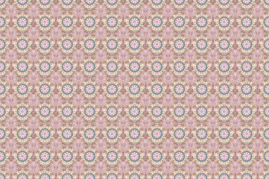 Raster illüstrasyonu. Damask pürüzsüz çiçek arkaplan deseni pembe, gri ve bej renklerle.