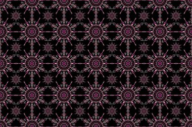 Çiçeksiz desen. Kusursuz bir geçmişi var. Duvar kâğıdı barok, İspanyol kumaşı. Siyah arkaplanda mor bir süs..