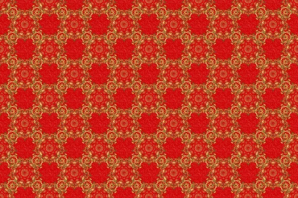 Raster Illustration Royal Golden Seamless Pattern Red Background Luxury Ornament — Stock Photo, Image