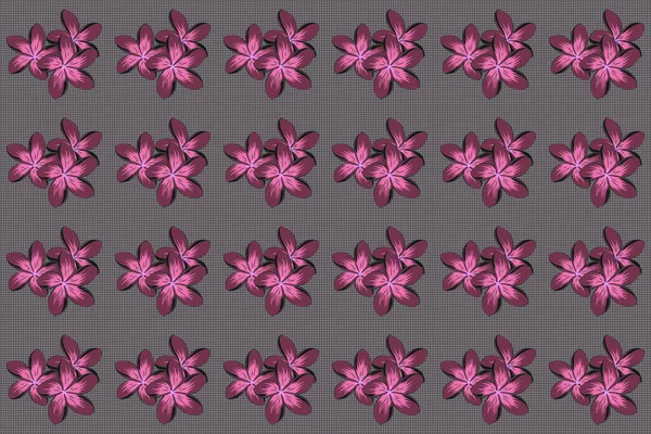 Rastrová Ilustrace Etnické Květinové Bezešvé Vzory Fialových Fialových Růžových Barvách — Stock fotografie