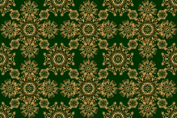 Zlatý Vzor Zeleném Pozadí Luxusní Zlatý Bezešvý Vzor Abstraktními Rastrovými — Stock fotografie