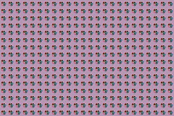 Rastrová Ilustrace Bezešvé Vzor Roztomilými Kosmu Květiny Fialových Růžových Šedých — Stock fotografie