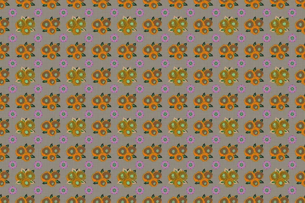 Etnische Handdoek Henna Stijl Naadloze Ornament Print Groene Bruine Violette — Stockfoto