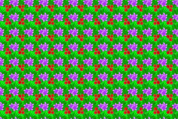 Naadloze Floral Pattern Een Groene Achtergrond Raster Loodgieterij Bloemen Naadloos — Stockfoto