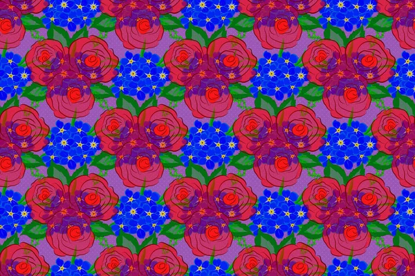 Ilusión Óptica Con Flores Rosas Hojas Verdes Ilustración Trama Buena —  Fotos de Stock
