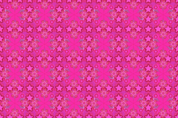 Oriental ornament for textile print, printing or fabric. Seamless pattern in violet, magenta and pink colors. Islamic raster design.