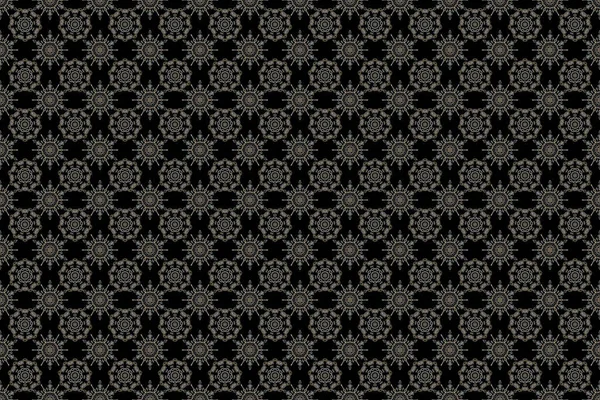 Béžová Ozdoba Černém Pozadí Tapetové Baroko Damašku Květinový Vzor Bezproblémové — Stock fotografie