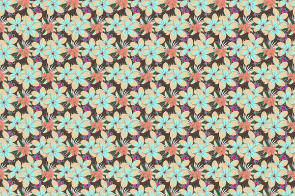 Motley seamless pattern. Pretty varicolored floral print. Abstract flower background.