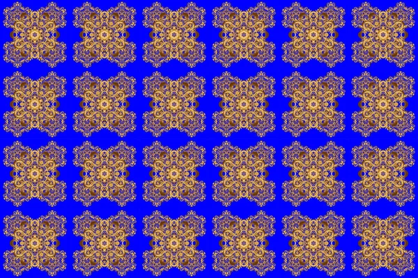 Golden and blue abstract ornamental pattern.