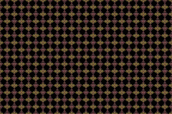 Streszczenie Bezszwowe Tło Mozaiki Czarnym Zielonym Różowy Pomarańczowy Ozdoby Geometryczny — Zdjęcie stockowe