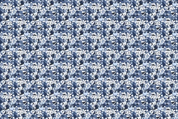 Вінтажний Абстрактний Растровий Квітковий Безшовний Візерунок Білого Синього Фіолетового Кольорів — стокове фото