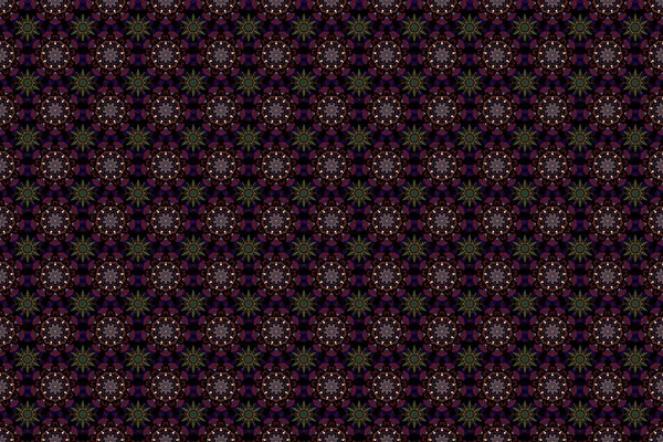 Дамаський Безшовний Квітковий Візерунок Зеленому Фіолетовому Кольорах — стокове фото
