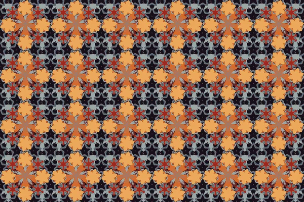Raster Oude Marokkaanse Arabische Turkse Ornamenten Naadloos Grijs Blauw Oranje — Stockfoto