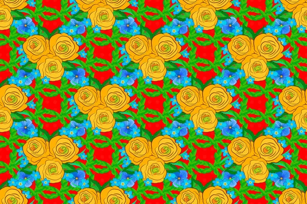 Florales Nahtloses Muster Raster Illustration Frühlingspapier Mit Abstrakten Niedlichen Rosenblüten — Stockfoto