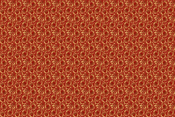 Line thai seamless pattern golden on a red backdrop. Traditional Thailand golden background and texture with grid. Golden pattern thai silk style raster design for print, fabric or textile.