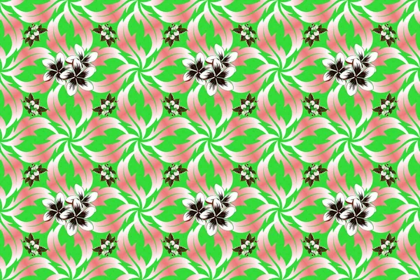 Estampado Moda Con Flores Plumeria Acuarela Colores Rosa Negro Verde —  Fotos de Stock