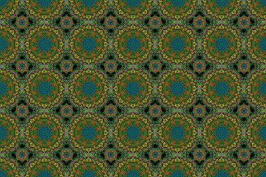 Kesik kağıt dantel dokusu, raster tül arkaplan, kahverengi, turuncu ve yeşil renkli girintisiz desen. Raster illüstrasyonu.