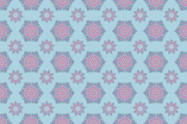 Damask raster klasik çok renkli desen. Tarafsız arkaplanda çok renkli kusursuz soyut elementler. Renkli yinelenen elementlere sahip oryantasyon arkaplanı.