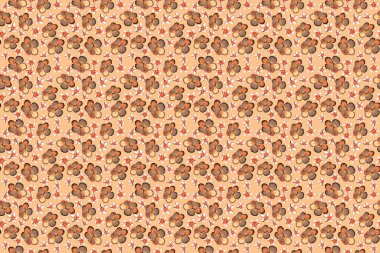 Raster amber çiçeği turuncu, kahverengi ve bej renklerde kusursuz desen.