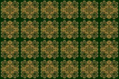 Yıldızsız desenli altın ve yeşil retro arka plan. Tatil sembolü. Duvar kağıdı, Noel süsü, konfeti, tekstil, ambalaj için soyut, parlak altın tasarım.