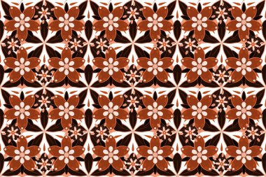 Ambalaj kağıdı, baskı, kumaş ya da tekstil için modern geometrik kusursuz desen. Eski bir süs. Raster siyah, kahverengi ve turuncu desenli tasarımınız için.