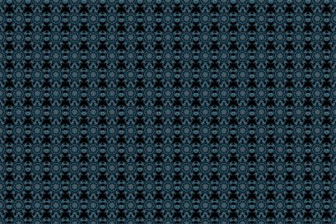 Kumaş, duvar kağıdı, arkaplan, davetiye, ambalaj ve kitap kapakları için tasarım. El çizimi çizimi. Doğulu tarzı. Raster klasik çiçek süsü. Damask mavi renklerle kusursuz desen.