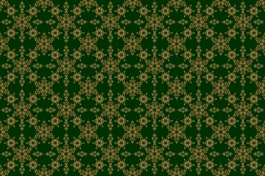 Çerçeve, kurdele, bayrak ve mandalalar için metal elementler. Raster altın renginde, pürüzsüz bir doku. Yeşil arka planda parlak ışık ve parlak raster şablonu. Gerçekçi, soyut, altın, kusursuz desen..