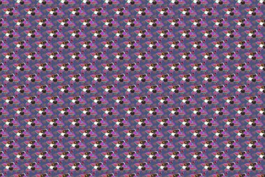 Kahverengi, mor ve mavi tropikal çiçekli parlak Hawaii deseni.